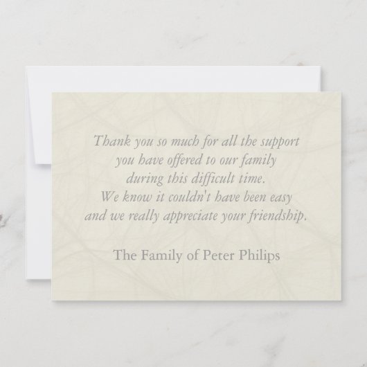 シンプル4の悔やみや弔慰は平らなカード感謝していしています サンキューカード (裏面)