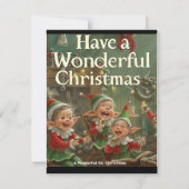 シンプル4エレガントエルフ歌うクリスマスカード ノートカード (正面)