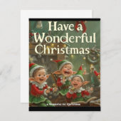 シンプル4エレガントエルフ歌うクリスマスカード ノートカード (正面/裏面)