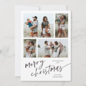 シンプル4フォトコラージスクリプトメリークリスマス シーズンカード (正面)