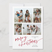 シンプル4フォトコラージスクリプトメリークリスマス シーズンカード (正面)