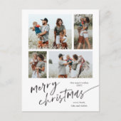 シンプル4フォトコラージスクリプトメリークリスマス シーズンポストカード (正面)