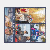 シンプル4フォトコラージュカスタム最高のパパ フリースブランケット (正面(横))