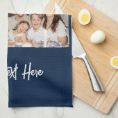 シンプル4フォトコラージュ | 背景を変更できる キッチンタオル (四つ折り)