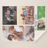 シンプル4写真コラージュカスタムの最高のMom Ever シェルパブランケット (正面(横))