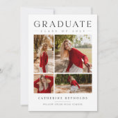 シンプル4枚モダンの写真の卒業発表 サンキューカード (正面)