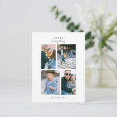 シンプル4枚モダンの写真コラージュカスタム シーズンポストカード (スタンド正面)