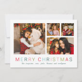 シンプル4枚写真コラージュメリークリスマスカラフル シーズンカード (正面)