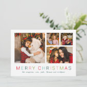 シンプル4枚写真コラージュメリークリスマスカラフル シーズンカード (スタンド正面)