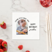 シンプル4歳おもしろい誕生日パーティー写真ナプキンス スタンダードカクテルナプキン (インサイチュ)