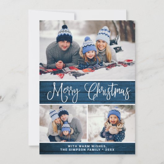 シンプル4素朴写真クリスマスグリーティング シーズンカード (正面)