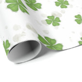 シンプル4葉クローバーグリーン水彩可愛い ラッピングペーパー (ロールコーナー)