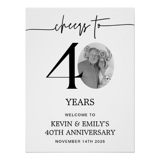 シンプル40周年記念写真紙ウェルカムサイン ポスター (正面)