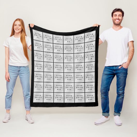 シンプル42フォトコラージュカスタムカラー フリースブランケット (インサイチュ)