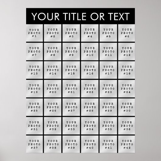 シンプル42フォトコラージュパーソナライズされたカスタムカラー ポスター (正面)