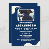 シンプル43歳の誕生日招待状メンズ写真海軍 招待状 (正面/裏面)