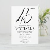 シンプル45エレガントthユニセックスバースデーパーティー 招待状 (スタンド正面)