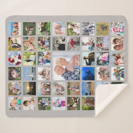 シンプル45フォトコラージュカスタムカラーパーソナライズされた シェルパブランケット (正面(横))