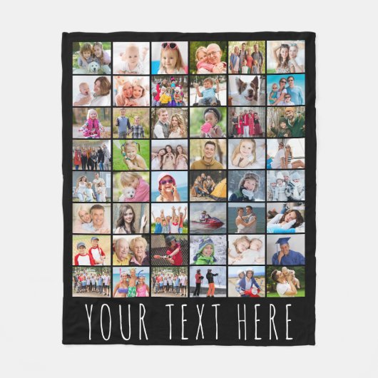 シンプル48フォトコラージュあなたの色パーソナライズされた フリースブランケット (正面)