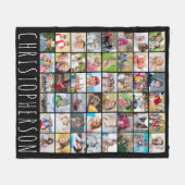 シンプル48フォトコラージュあなたの色パーソナライズされた フリースブランケット (正面(横))