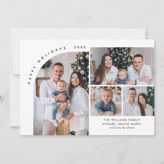 シンプル5エレガント枚スタイリッシュ写真クリスマスグリーティング シーズンカード (正面)