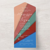 シンプル5エレガント色結婚の オールインワン招待状 (内側)