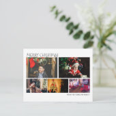 シンプル5フォトコラージュパーソナライズされたクリスマス ポストカード (スタンド正面)