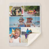 シンプル5フォトコラージュパーソナライズされた シェルパブランケット (正面)