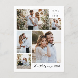 シンプル5フォトコラージュ新しいあいさ結婚せい シーズンポストカード