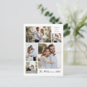 シンプル5フォトコラージュ新しいあいさ結婚せい シーズンポストカード (スタンド正面)