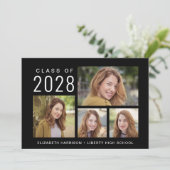 シンプル5フォトコラージュ黒卒業 案内状 (スタンド正面)