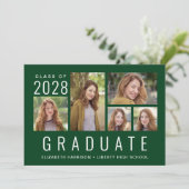 シンプル5フォトコラージンググリーン卒業 案内状 (スタンド正面)