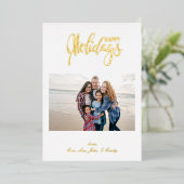 シンプル5フォトハッピーホリデイズファミリー 箔シーズンカード (立ち正面)