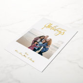 シンプル5フォトハッピーホリデイズファミリー 箔シーズンカード (回転した状態)