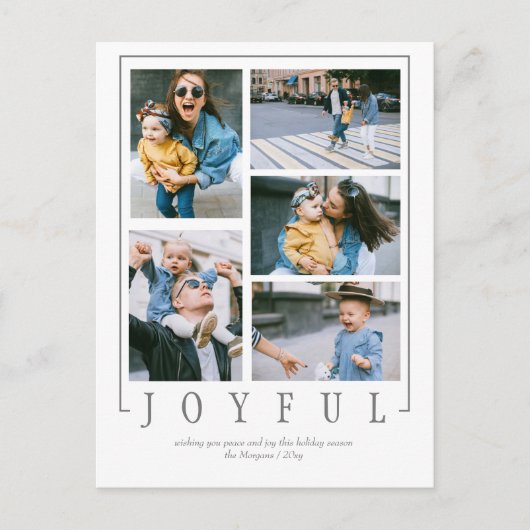 シンプル5モダン枚の写真コラージュカスタム シーズンポストカード (正面)