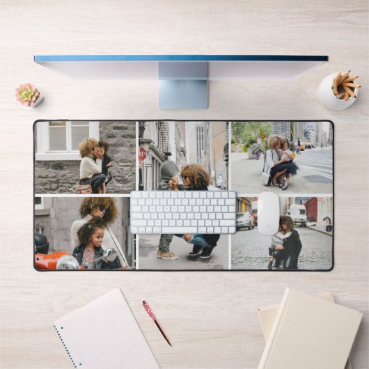 シンプル5枚フォトコラージュカスタム デスクマット (オフィス1)