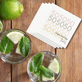 シンプル50モダン誕生日紙ナプキン スタンダードカクテルナプキン