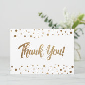 シンプル50歳の誕生日フェイク金ゴールド紙吹雪感謝していユー サンキューカード (スタンド正面)