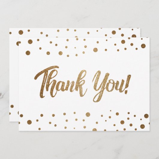 シンプル50歳の誕生日フェイク金ゴールド紙吹雪感謝していユー サンキューカード (正面/裏面)