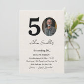 シンプル50歳エレガント誕生日パーティーカンヴァ 招待状 (スタンド正面)