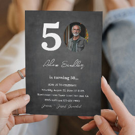 シンプル50歳エレガント誕生日パーティーグレー 招待状