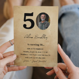 シンプル50歳エレガント誕生日パーティー素朴 招待状