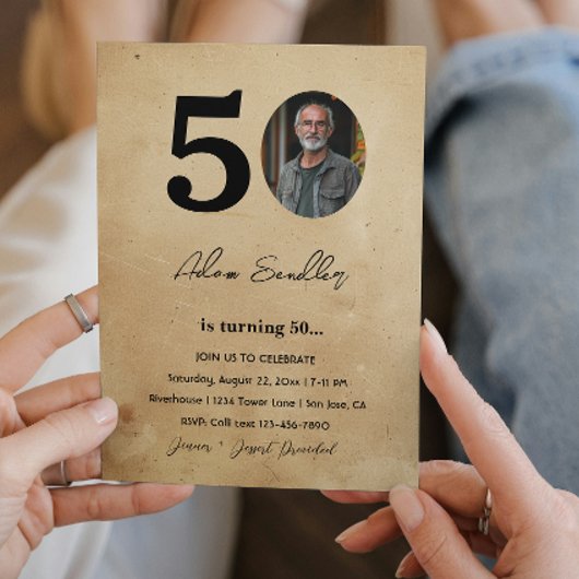 シンプル50歳エレガント誕生日パーティー素朴 招待状