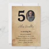 シンプル50歳エレガント誕生日パーティー素朴 招待状 (正面)