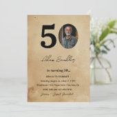 シンプル50歳エレガント誕生日パーティー素朴 招待状 (スタンド正面)