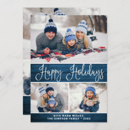 シンプル6写真素朴クリスマスグリーティング シーズンカード