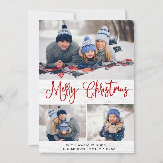 シンプル6写真素朴メリークリスマスグリーティング シーズンカード (正面)