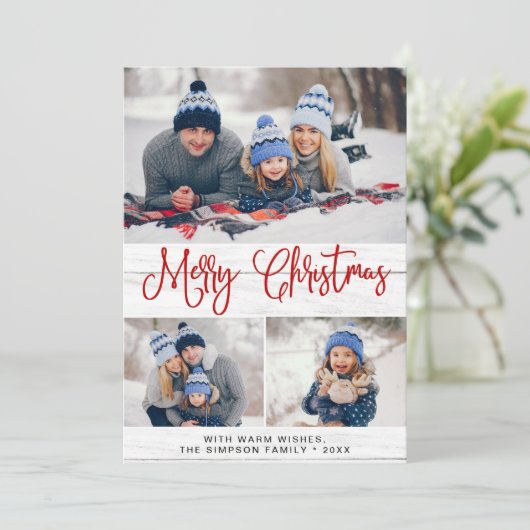シンプル6写真素朴メリークリスマスグリーティング シーズンカード (スタンド正面)
