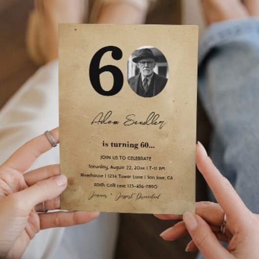 シンプル60歳エレガント誕生会素朴 招待状