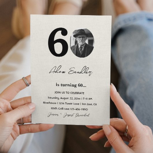 シンプル60歳エレガント誕生日パーティーカンヴァ 招待状